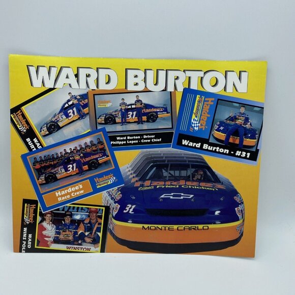 Ward Burton 8x10 Photo - 1995 Hardee’s Racing Nascar Winston Cup - Picture 2 of 9